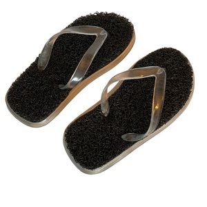 Sandals Beach Pool Shower Thong Black Clear Size Small 5-6
